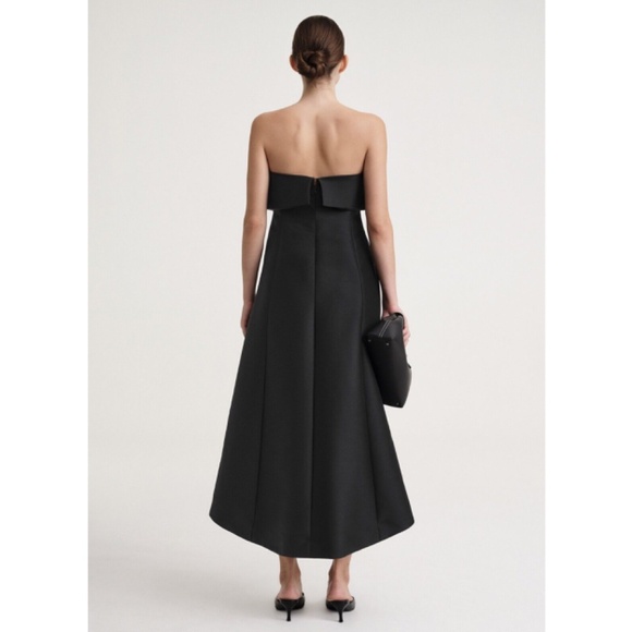 TOTEME A-Line Wool Cotton Dress Strapless Gown in Black Size 34 / US 2 - Picture 10 of 12